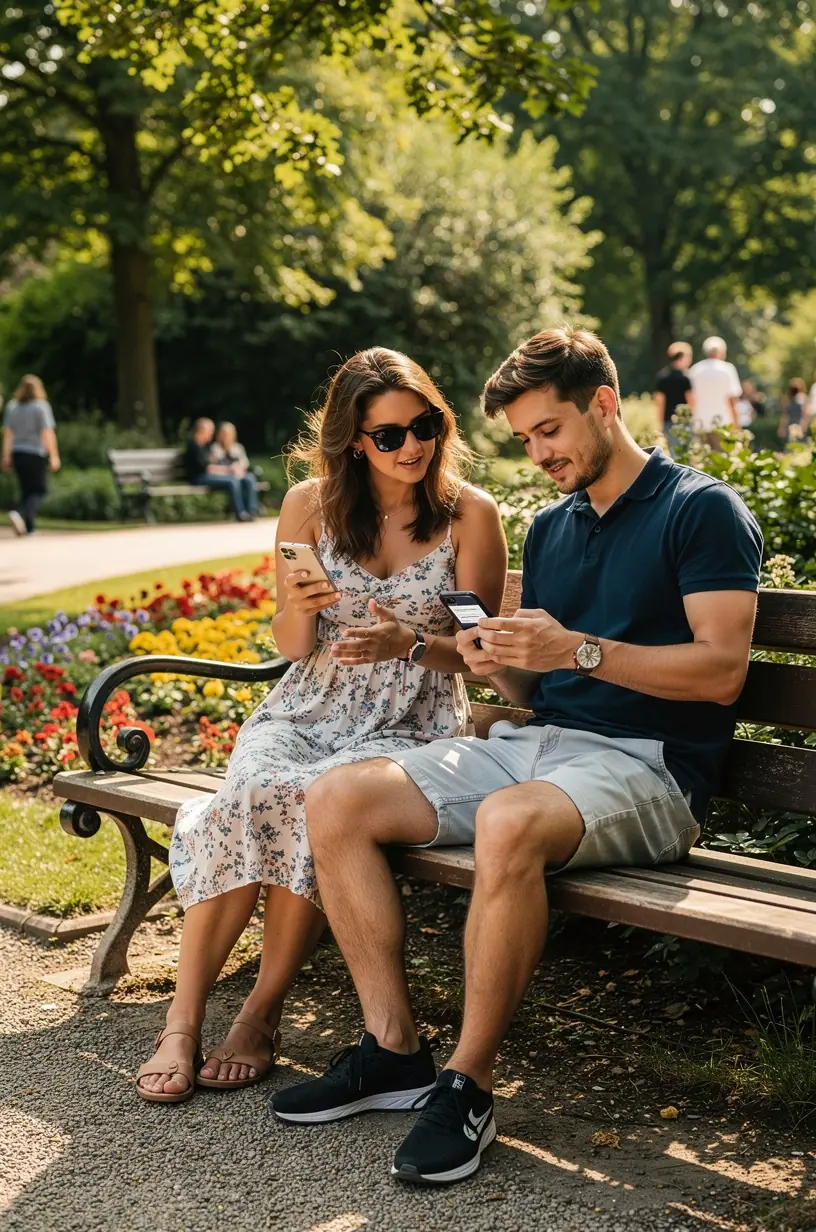 Illustration einer Person, die auf einem Smartphone ihre Abonnements überprüft